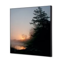 Showdown Displays - Showdown Spannstoff Wanddekoration - Set 40x40cm - Wald Sonnenaufgang - Schwarzer Rahmen
