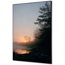 Showdown Displays - Showdown Spannstoff Wanddekoration - Set din A2 - Wald Sonnenaufgang - Schwarzer Rahmen