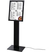 Showdown Speisekartenkasten Freistehend LED - Aluminium / Stahl - Schwarz