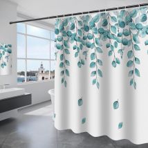 Linghhang - Shower Curtain 180x180CM 12 Hooks (Spring Style) White Polyester Fabric Shower Curtains Waterproof Machine Washable Bathroom Curtain with