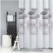 Shower Curtain 200x200 Textile Gray Pebble Mold-resistant And Water-repellent Shower Curtain