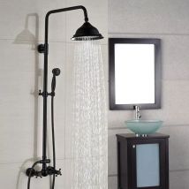 Shower Faucet Set Modern Shower Systems Include Hand Shower, Rain Shower Mixer Black