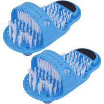 Elle - Tigrezy 2Pcs Foot Brush Shower Bathroom Feet Massagers Slippers Cleaning Cleaner With Non-Slip Suction Cups