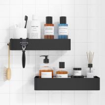 Shower Shelf No Drilling 2 Pieces Rustproof Bathroom Organiser, Quick Drying Bathroom Shelf No Drilling with Large Capacity, Durable Shampoo Holder