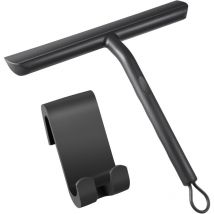 Csparkv - Shower Squeegee Streak-Free Cleaning for Glass Door, Bathroom Squeegee with Holder-21cm Black