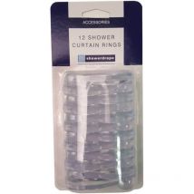 12 Clear Shower Curtain Rings - Showerdrape