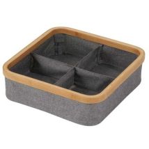 Showerdrape - Cotswold Grey & Bamboo Storage Tray With 4 Compartments