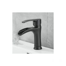 Robinet de Lavabo, Robinetterie Mitigeur Cascade pour Salle de Bains, Chaude et Froide Réglable de Mitigeur Lavabo - Noir Mat