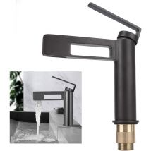 Shunli - Robinet Noir - Mitigeur Lavabo Haut Mono-trou - Robinetterie Lave-mains avec Levier Unique en Cuivre