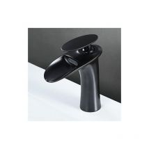Shunli - Robinet Salle de Bain Cascade Mitigeur de Lavabo Bec Haut pour Vasque Robinet Lavabo - Noir