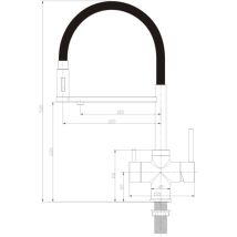 Rubinetto Da Cucina Con Doccetta In Gomma Shurity 460 4 Vie 3/8” Cromo/nero