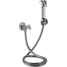 Doccetta bide con doccia a pulsante, flessibile, rubinetto e supporto lux - set relax
