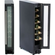 S.i.a - sia WC15BL 150mm / 15cm Black Under Counter led 7 Bottle Wine Cooler Chiller