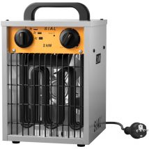 Industriale Riscaldamento - Termoventilatore - Radiatore Elettrico - Adatto per Cantieri, Negozi, Garage, Scantinati - 2000W, Argenteo - Sial