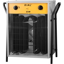 Sial - Industriale Riscaldamento - Termoventilatore - Radiatore Elettrico - Adatto per Cantieri, Negozi, Garage, Scantinati - 22000W, Argenteo