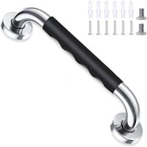 Aougo - Sicherheitsbadewanne Schwarz 30 cm, rutschfester, wandmontierter Haltegriff aus Edelstahl, für Badezimmer-Toilettengriff für Kinder/ältere