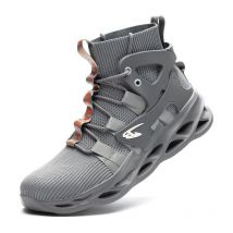Sicherheitsschuh Herren Damen Leichter High-Top-Sicherheitssneaker S3 Atmungsaktive Arbeitsschuhe Stahlkappe - Grau 44EU 27cm,AAFGVC