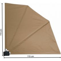 Quick-star - Sichtschutz Fächer 115 x 115 cm Sand blickdicht Balkon Trennwand Windschutz mit Wandplatte
