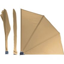 Sichtschutz Fächer 115 x 115 cm Sand blickdicht Balkon Trennwand Windschutz mit Wandplatte