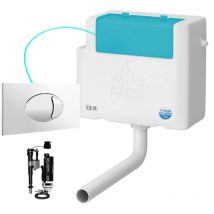 Fnx Bathrooms - Side Entry Concealed Toilet Cistern wc with Dual Flush Polished Chrome Plate - Includes wras Internals & Pipe