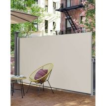 Songmics - Side Shade, Extendable, 200 x 350 cm, Privacy Screen, Sun Protection, Opaque Outdoor Blind, For Patio, Terrace, Garden, Steel, Beige