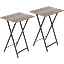 Hoobro - Side Table 2 Set, Folding Tray Table, tv Trays, Industrial Snack Tables for Eating at Couch, End Table for Small Space, for Easy Storage,
