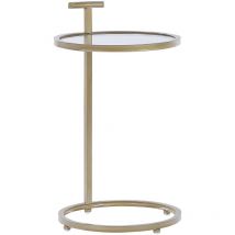 Side Table Gold Glamour Matt Iron Base Round Tempered Glass Top Shelby