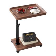 Tonchean - Side Tables on Wheels, Coffee Table, Modern, Height Adjustable, End Table, Wood, 360° Rotatable, Laptop Table for Sofa, Couch, Bed, Sofa