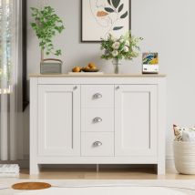 Eifson - Sideboard 116 cm,mit 2 Türen, 3 Schubladen, silbernen Griffen, verstellbaren Böden, modernes Design, 116x35x81 cm, für Esszimmer und Flur