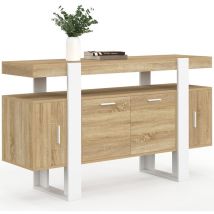 Sideboard 140 cm phoenix 4 Türen aus Holz und Weiß