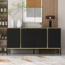 Sideboard 160 cm mit 1 großen Schublade,Kommodeschrank mit 5 Füßen,4-türige Buffetschrak,schwarzes Sideboard für