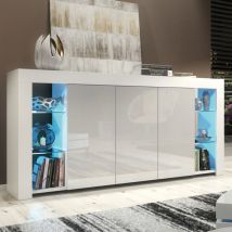 Olivia Furniture - Eden Sideboard 164cm - White with Grey Gloss Doors & led