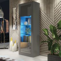 Illume Display Cabinet 170cm - Dark Grey with Gloss Doors & LED