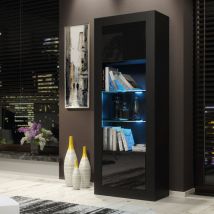 Olivia Furniture - Illume Display Cabinet 170cm - Black with Gloss Doors & led