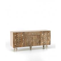 Iperbriko - Sideboard 4 Türen 1 Schublade aus braunem Mangoholz 47x 160x h. 75 cm