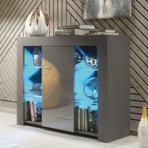 Harbor Sideboard 97cm - Dark Grey with Gloss Doors & LED