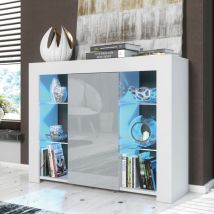 Olivia Furniture - Harbor Sideboard 97cm - White with Grey Gloss Doors & led