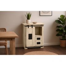 Sideboard Akazie Massiv Mit Holzrolltür Eichefarben 75 X 36 X 90 Cm Libro