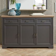 Sideboard Anrichte JÜLICH-36 im Landhaus Design Graphit und Artisan Eiche Nb. b/h/t: 166/102/48 cm