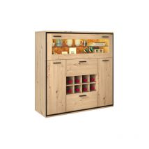 Minkurow - Sideboard, Eleganter Weinschrank mit Doppeltüren, Glasregal und Weinhalterung - Perfekte Aufbewahrung in einem stilvollen Sideboard