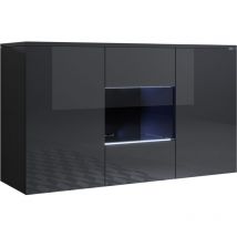 Sideboard Hängend Küchenschrank Kommode Wohnzimmerschrank 3 Türen Aufbewarungsschrank Buffet Esszimmer 120x70x40cm Modell Luke A2 Schwarz Glanz