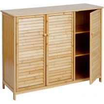 HHG - Sideboard 836, Armoire Commode Highboard, 3 portes Bambou 81x97x34cm
