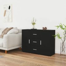 Sideboard Kommode für Wohnzimmer - Schrank Anrichte Schwarz 91x29,5x65 cm Holzwerkstoff -FV12090