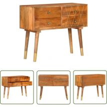 Bonnevie - The Living Store Sideboard 85×40×70 cm Massivholz Mango - Vintage Sideboard - Holzmöbel - Mangoholz Sideboard - Wohnzimmer Sideboard