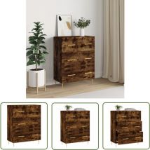 Maison Chic - The Living Store Sideboard Räuchereiche 69,5x34x90 cm Holzwerkstoff - Holz Sideboard - Wohnzimmermöbel - Regal - Schreibtisch