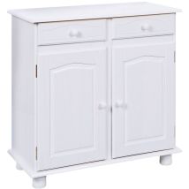 Sideboard mit 2 Türen und 2 Schubladen aus weiß wasserlackierter massiver Kiefer