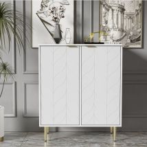 Redom - Sideboard mit 2 Türen, Kommode, Flurmöbel, für Wohnzimmer, Schlafzimmer, goldene Beine und Griff, Blumenmuster, lackiert, stoßfestes