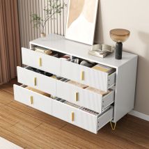 Sideboard Mit 6 Schubladen, 15 Cm Hohen Beinen, Modernes Wellen Design, Fur Wohnraum, 120 X 40 X 77 Cm