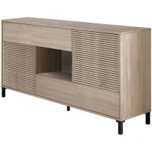 Highboard Waco, Modernes Sideboard mit 2 Türen, Buffet im Wohnzimmer, Fernsehschrank, Sideboard mit Füßen für Wohnzimmer, cm 151x41h80, Eiche