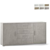 Sideboard mit zwei Türen und vier Schubladen Beton Cemento 174x41x h84 cm